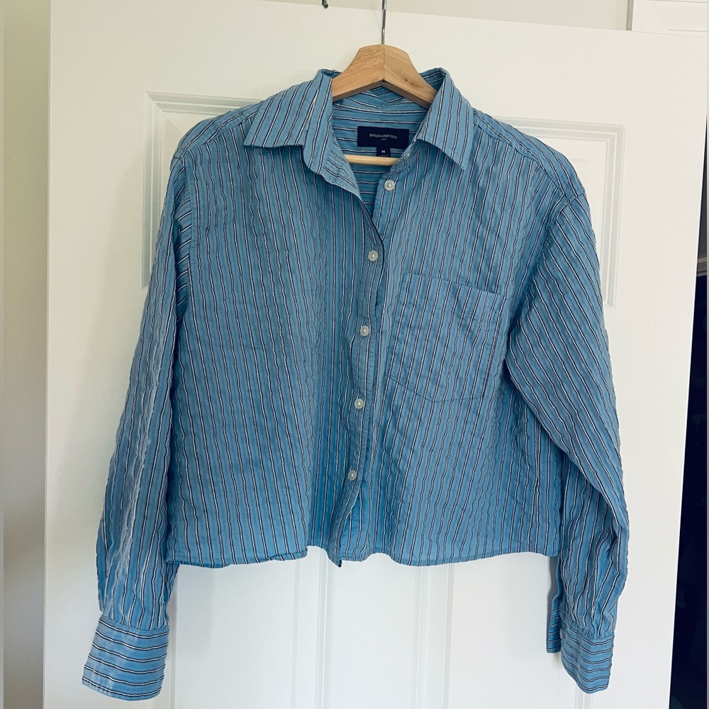 Banana Republic Light Blue Striped Button-Down Shirt